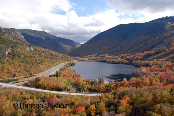 Franconia Notch, NH - Echo Lake and Franconia Notch from Artists Bluff - Fall
